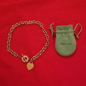 Authentic Tiffany Heart & Toggle Necklace w/ Pouch